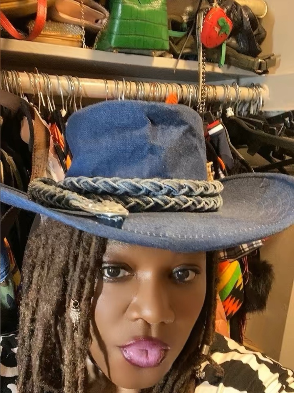 Blue Denim Western Hat with Braided Band